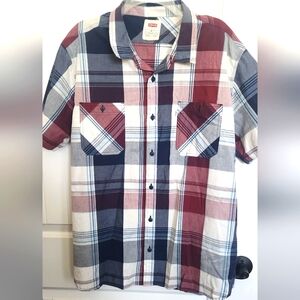 Levi's Collard Button Up Plaid Shirt Mens XXL